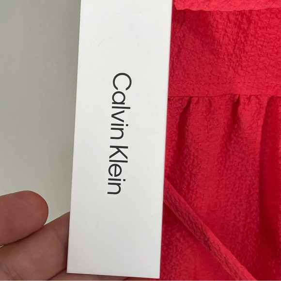 Calvin Klein Women's Flutter Sleeve V-Neck Gauze Dress Size 12 NWT Watermelon - Picture 13 of 16